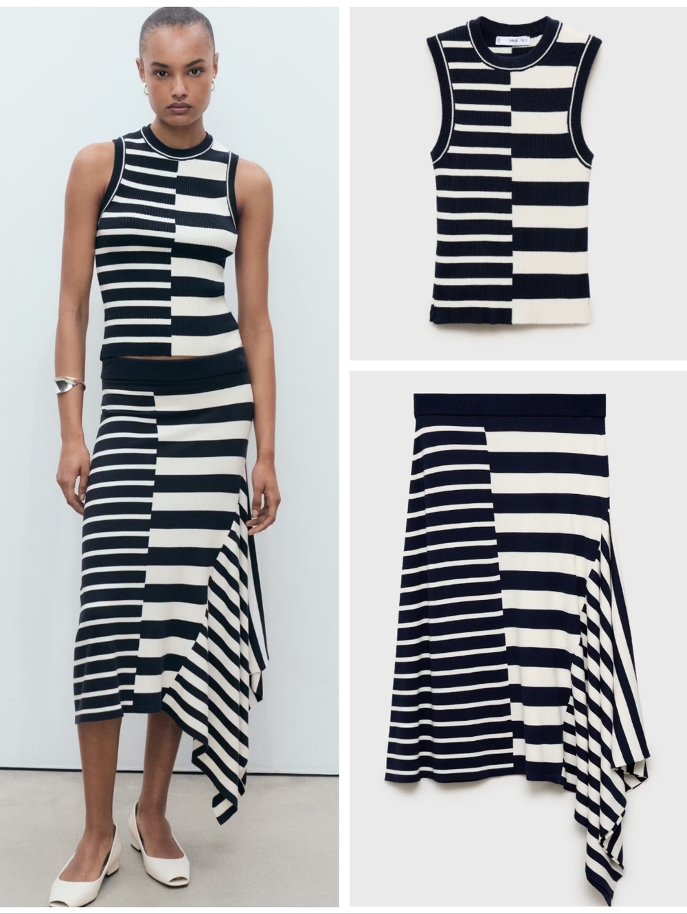 MANGO Striped Knit Top/ Skirt